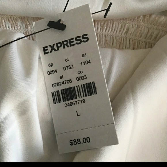 Nwt Express textured metallic tiered ruffle dress size large - Picture 7 of 8